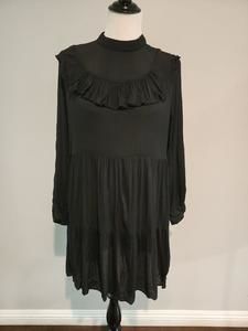 Zara Black Long Sleeve Ruffle Dress  Size Small